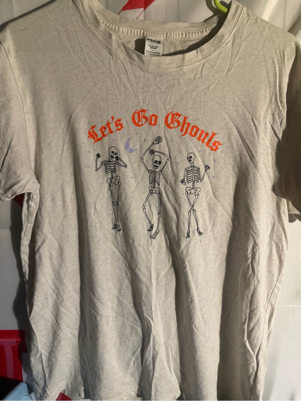 VS PINK HALLOWEEN-Let's Go Ghouls Skeleton Graphic T-Shirt